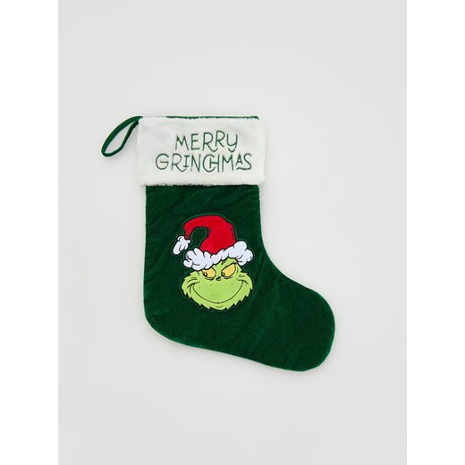 Reserved - Świąteczna skarpeta z aplikacją Grinch - ciemnozielony ze sklepu Reserved w kategorii Torby i walizki dziecięce - zdjęcie 186754399