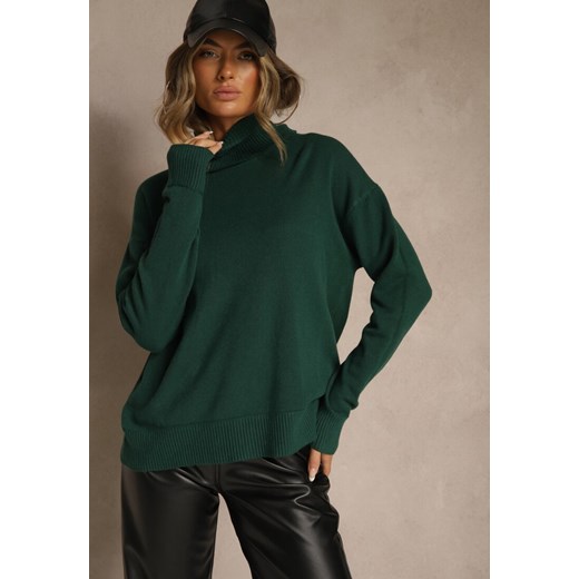 Zielony Golf z Dodatkiem Kaszmiru z Przeszyciami po Bokach Avenella Renee ONE SIZE renee.pl