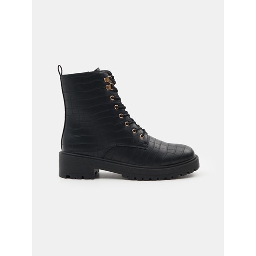 Sinsay - Botki z imitacji skóry - czarny Sinsay 38 Sinsay