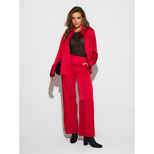 Sinsay - Koszula z satynowym wykończeniem - czerwony Sinsay S Sinsay