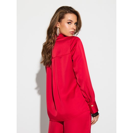 Sinsay - Koszula z satynowym wykończeniem - czerwony Sinsay M Sinsay