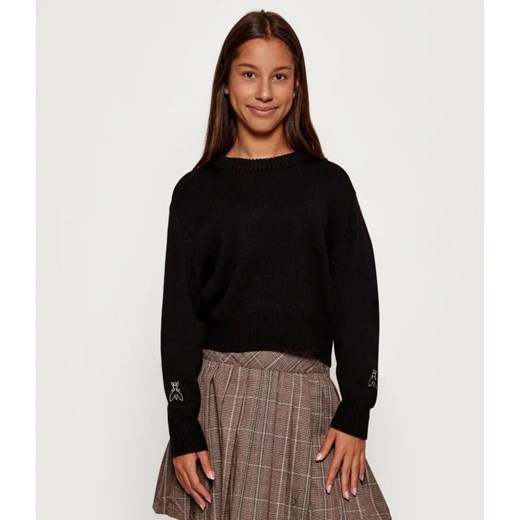 Patrizia Pepe Sweter | Regular Fit | z dodatkiem wełny - id: PK255G000014049 - marki Patrizia Pepe - 186756368 Patrizia Pepe Sweter | Regular Fit | z dodatkiem wełny ze sklepu Gomez Fashion Store w kategorii Swetry dziewczęce - zdjęcie 186756368