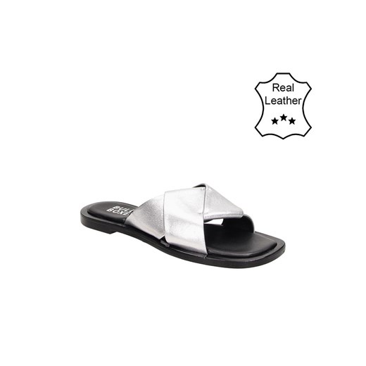 Bullboxer Skózrane kapcie w kolorze srebrnym ze sklepu Limango Polska w kategorii Kapcie damskie - zdjęcie 186757096