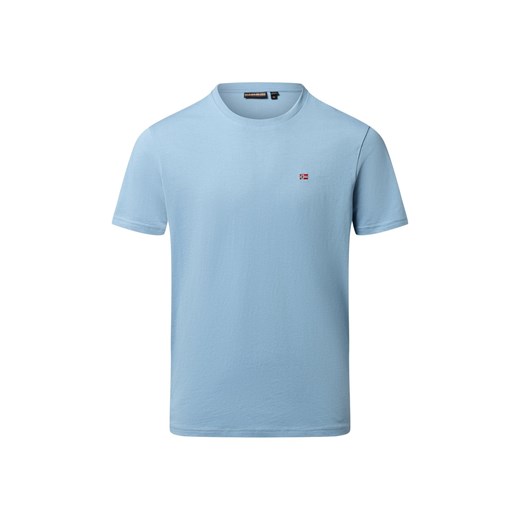 Napapijri T-shirt męski Mężczyźni Bawełna jasnoniebieski jednolity ze sklepu vangraaf w kategorii T-shirty męskie - zdjęcie 186757616