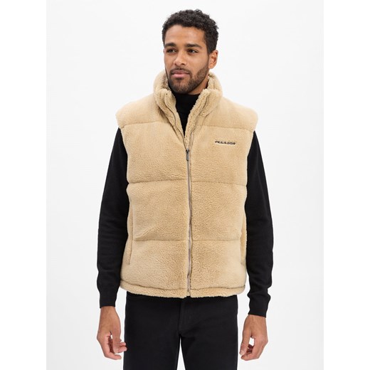 PEGADOR Męska kamizelka z pluszowego futra - Landin Mężczyźni Sztuczne włókno beżowy jednolity ze sklepu vangraaf w kategorii Kamizelki męskie - zdjęcie 186757636