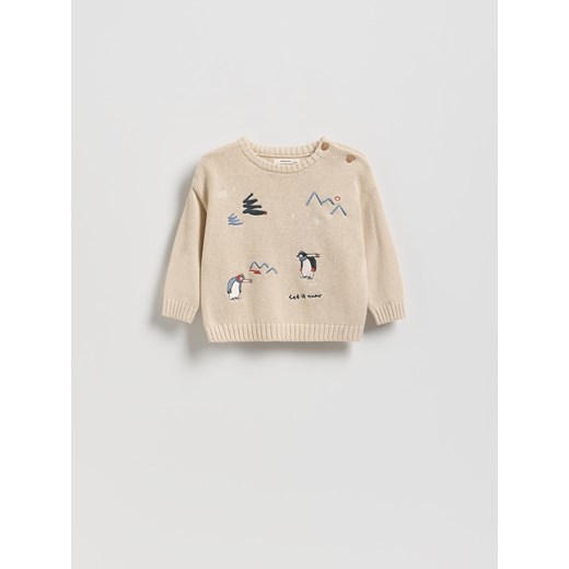 Reserved - Sweter z haftem - beżowy ze sklepu Reserved w kategorii Bluzy i swetry - zdjęcie 186757736