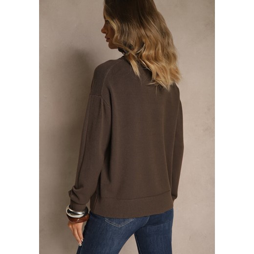 Brązowy Golf z Dodatkiem Kaszmiru z Przeszyciami po Bokach Avenella Renee ONE SIZE renee.pl