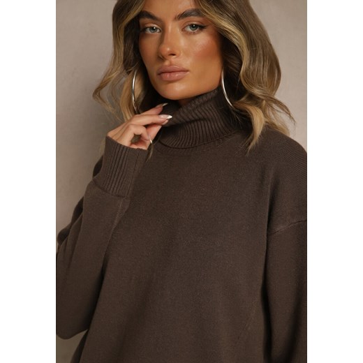 Brązowy Golf z Dodatkiem Kaszmiru z Przeszyciami po Bokach Avenella Renee ONE SIZE renee.pl