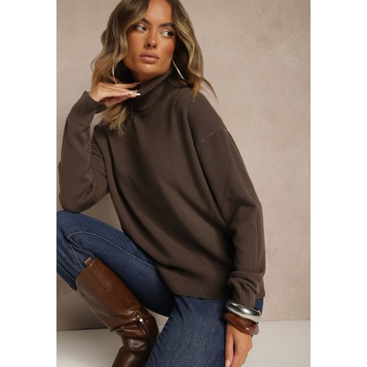 Brązowy Golf z Dodatkiem Kaszmiru z Przeszyciami po Bokach Avenella Renee ONE SIZE renee.pl