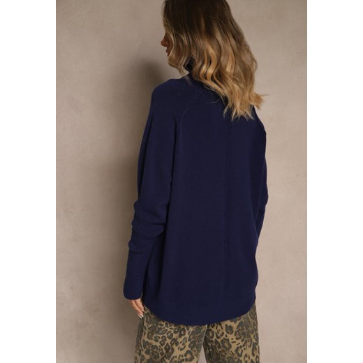 Granatowy Golf z Domieszką Kaszmiru o Prostym Kroju Zoirsova Renee ONE SIZE renee.pl