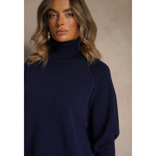 Granatowy Golf z Domieszką Kaszmiru o Prostym Kroju Zoirsova Renee ONE SIZE renee.pl