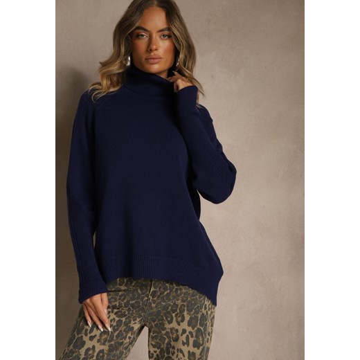 Granatowy Golf z Domieszką Kaszmiru o Prostym Kroju Zoirsova Renee ONE SIZE renee.pl