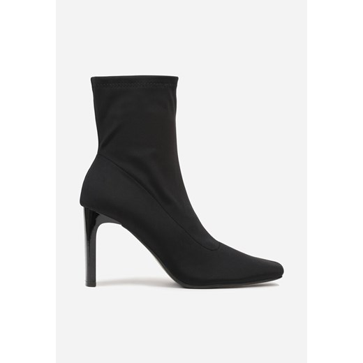 Czarne Elastyczne Botki na Słupkowym Obcasie ze Szpiczastym Noskiem Atise Renee 39 renee.pl