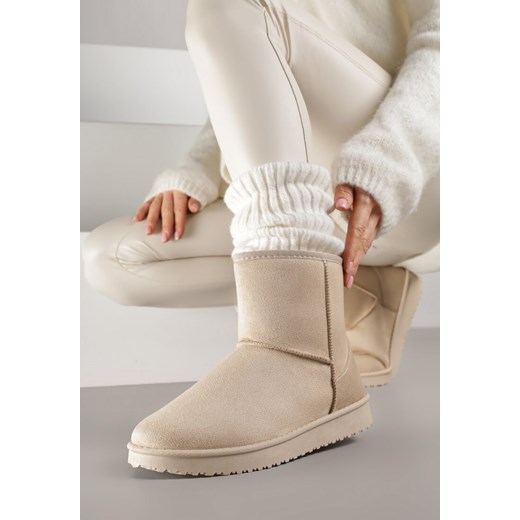 Beżowe Śniegowce Ozdobione Przeszyciem Retila 39 born2be.pl