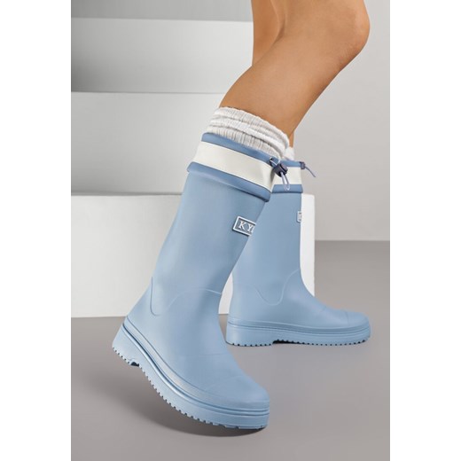 Niebieskie Kalosze ze Ściąganą Cholewką i Napisem Oveslia ze sklepu born2be.pl w kategorii Kalosze damskie - zdjęcie 186759536