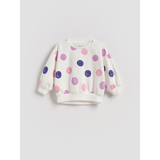 Reserved - Bawełniana bluza we wzór - złamana biel ze sklepu Reserved w kategorii Bluzy dziewczęce - zdjęcie 186759746