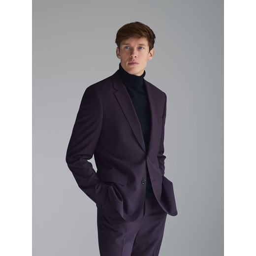 Reserved - Marynarka slim fit z domieszką wiskozy - mahoniowy ze sklepu Reserved w kategorii Marynarki męskie - zdjęcie 186760026