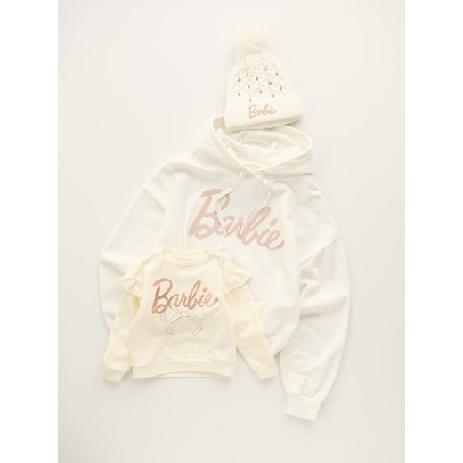 Sinsay - Bluza hoodie z napisem Barbie - kremowy Sinsay XXL Sinsay