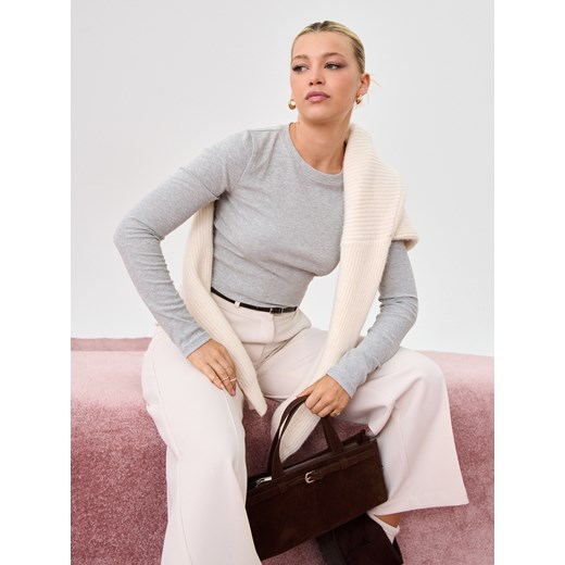 Sinsay - Prążkowana bluzka - srebrny Sinsay L Sinsay