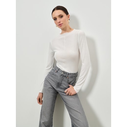 Sinsay - Jeansy straight z efektem sprania - szary Sinsay 38 Sinsay