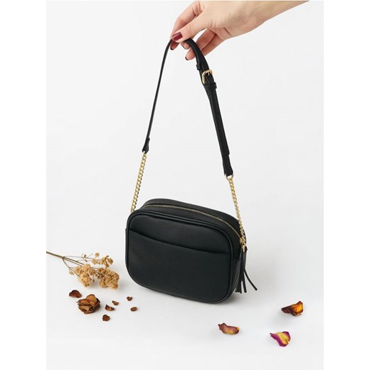 Sinsay - Torebka listonoszka z imitacji skóry - czarny ze sklepu Sinsay w kategorii Listonoszki - zdjęcie 186762006