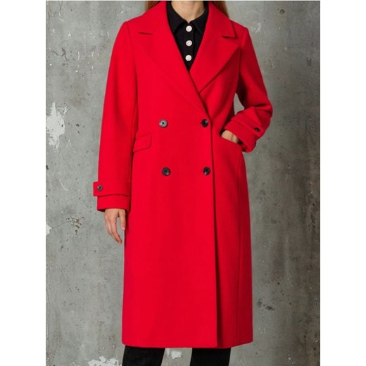 Sinsay - Klasyczny płaszcz dwurzędowy - czerwony ze sklepu Sinsay w kategorii Płaszcze damskie - zdjęcie 186762235