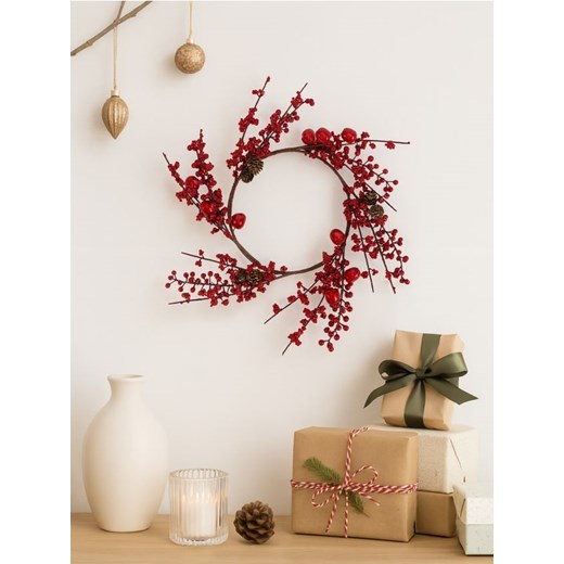 Sinsay - Świąteczny wieniec dekoracyjny - czerwony ze sklepu Sinsay w kategorii Dekoracje bożonarodzeniowe - zdjęcie 186762267