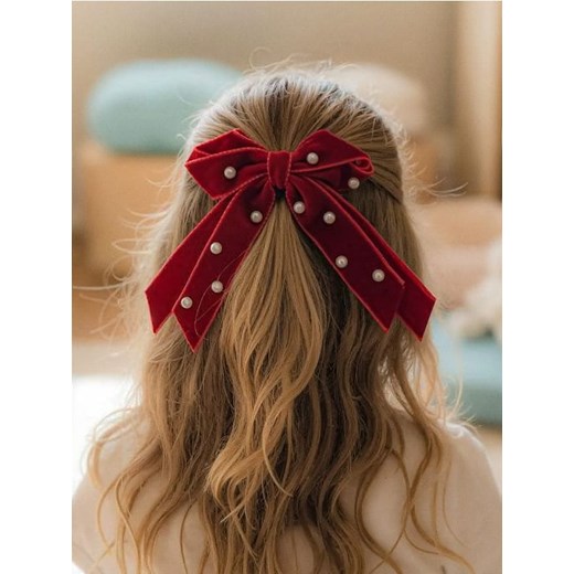 Sinsay - Zestaw do włosów - Welurowa spinka kokardka z perełkami z gumkami i spinkami - czerwony ze sklepu Sinsay w kategorii Spinki - zdjęcie 186762339