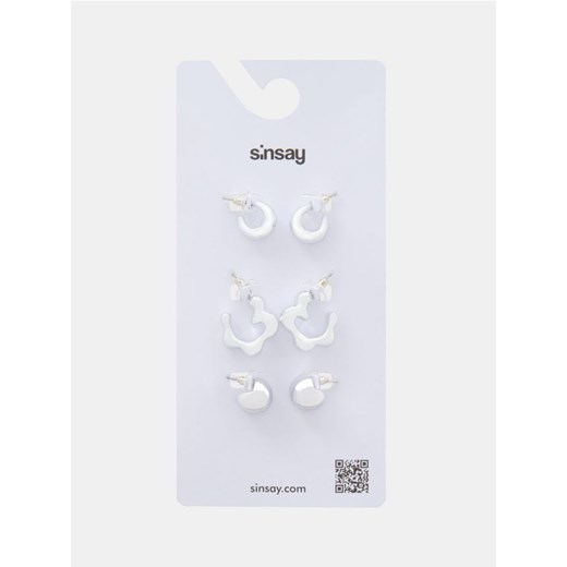 Sinsay - Kolczyki z błyszczącym wykończeniem 3 pack - srebrny ze sklepu Sinsay w kategorii Kolczyki - zdjęcie 186762386