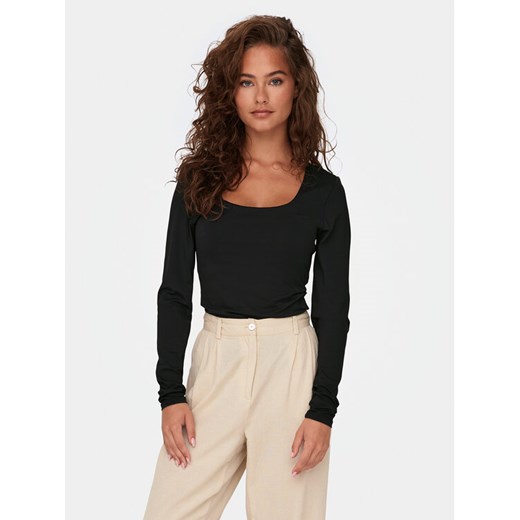 ONLY Bluzka Lea 15302647 Czarny Slim Fit ze sklepu MODIVO w kategorii Bluzki damskie - zdjęcie 186762767
