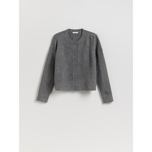 Reserved - Kardigan z obniżoną linią ramion - szary ze sklepu Reserved w kategorii Swetry damskie - zdjęcie 186763799
