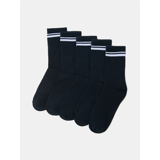 Sinsay - Prążkowane skarpetki 5 pack - granatowy ze sklepu Sinsay w kategorii Skarpetki męskie - zdjęcie 186764569