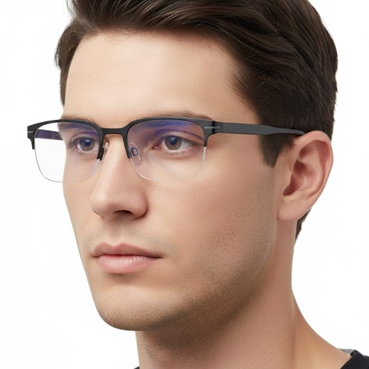 Męskie okulary zerówki Blue Light+Antyrefleks STL281A czarny/grafit ze sklepu Stylion w kategorii Okulary zerówki męskie - zdjęcie 186766667