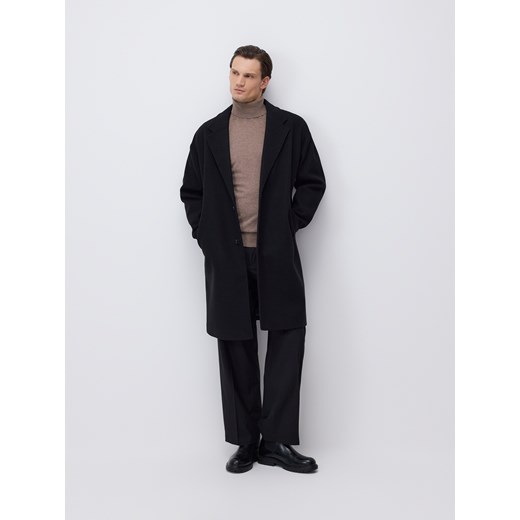 Reserved - Płaszcz z kołnierzem - czarny ze sklepu Reserved w kategorii Płaszcze męskie - zdjęcie 186766986