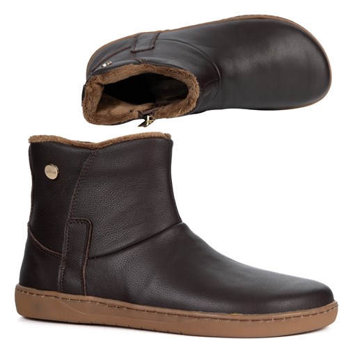 Buty Damskie botki barefoot skórzane ocieplane na zamek Olivier 202MP brązowe ze sklepu butyolivier w kategorii Botki - zdjęcie 186767216