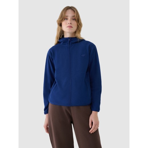 Damski polar rozpinany z kapturem 4F 4FWSS25TFLEF323 - granatowy ze sklepu Sportstylestory.com w kategorii Bluzy damskie - zdjęcie 186767258