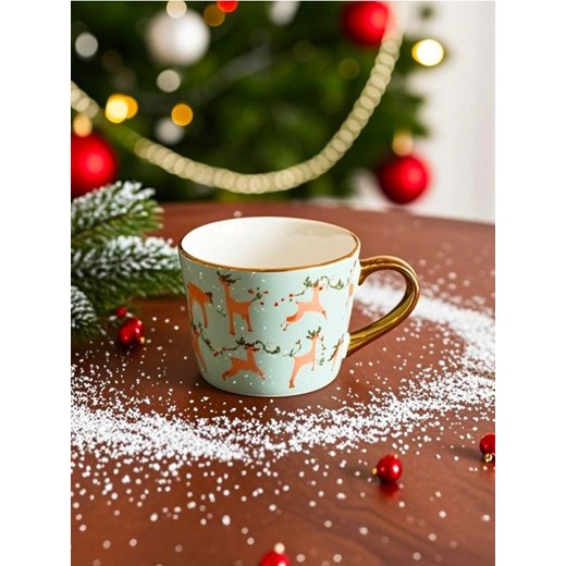 Sinsay - Ceramiczny kubek świąteczny ze złotymi detalami - brązowy - id: 059GI-88X - marki Sinsay - 186767789 Sinsay - Ceramiczny kubek świąteczny ze złotymi detalami - brązowy ze sklepu Sinsay w kategorii Kubki - zdjęcie 186767789