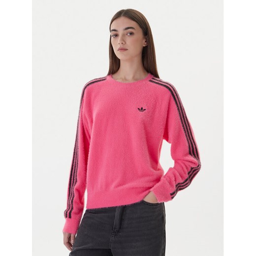 adidas Bluza adicolor Holiday JX7811 Różowy Loose Fit ze sklepu MODIVO w kategorii Bluzy damskie - zdjęcie 186769049