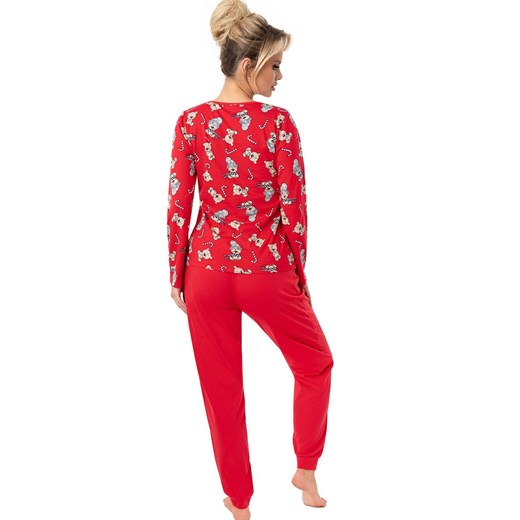 Donna świąteczna piżama damska z czerwonymi spodniami Bear long, Kolor czerwony-wzór, Rozmiar S, Donna ze sklepu Primodo w kategorii Piżamy damskie - zdjęcie 186769528