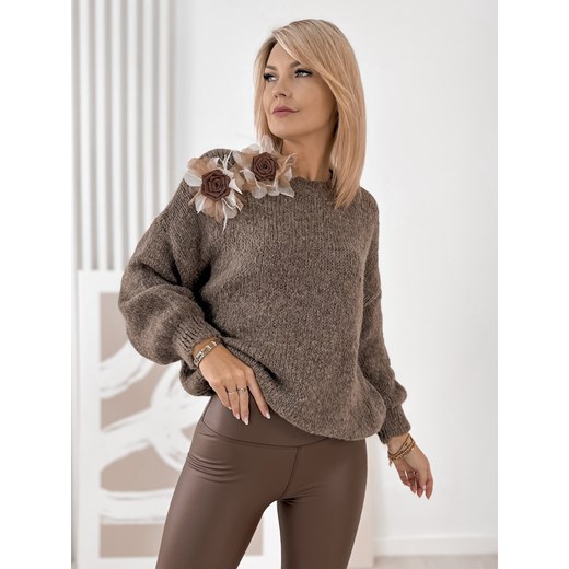 sweter simao ciemnobeżowy one size ze sklepu UBRA w kategorii Swetry damskie - zdjęcie 186770146
