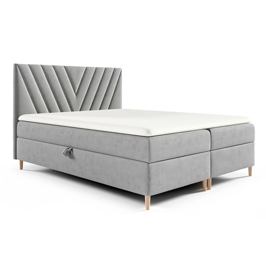 Szare welurowe łóżko z pojemnikami 5 rozmiarów S4-H27 ze sklepu Edinos.pl w kategorii Łóżka i materace - zdjęcie 186770299