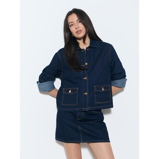 Mohito - Kurtka jeansowa - granatowy ze sklepu Mohito w kategorii Kurtki damskie - zdjęcie 186772396