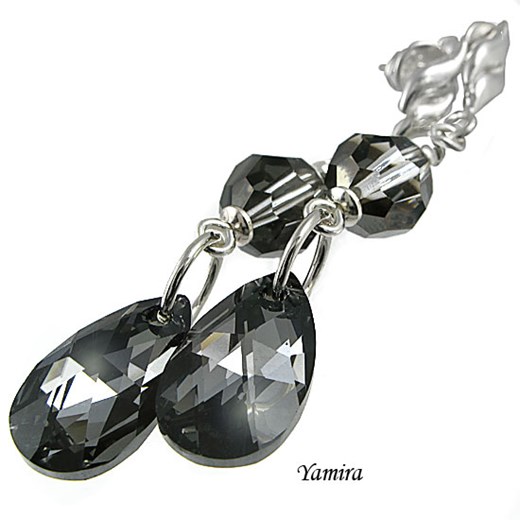 kolczyki-Swarovski long Silver Night