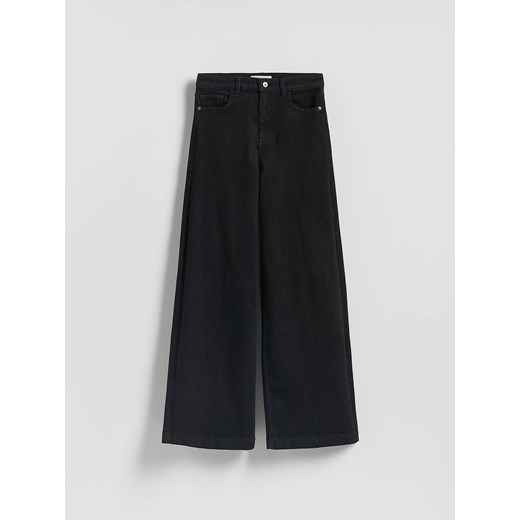 Reserved - Jeansy wide leg z domieszką wełny - czarny ze sklepu Reserved w kategorii Jeansy damskie - zdjęcie 186772778