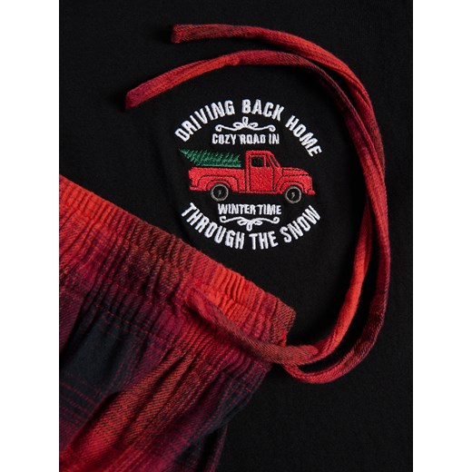 Reserved - Dwuczęściowa piżama ze świątecznym motywem - czarny Reserved XL Reserved