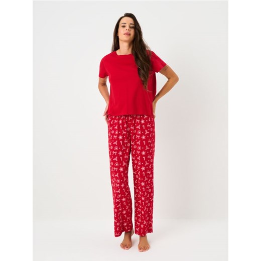 Sinsay - Bawełniana piżama dwuczęściowa - czerwony ze sklepu Sinsay w kategorii Piżamy damskie - zdjęcie 186773638