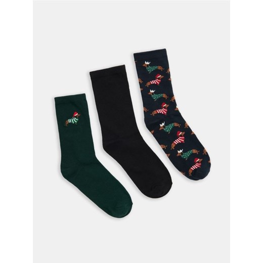 Sinsay - Prążkowane skarpetki z motywem świątecznym 3 pack - wielobarwny ze sklepu Sinsay w kategorii Skarpetki męskie - zdjęcie 186773766