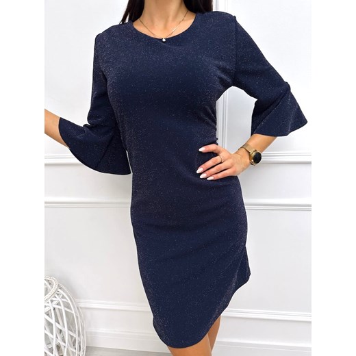 Granatowa Połyskująca Sukienka Modnakiecka.pl 44 ModnaKiecka.pl