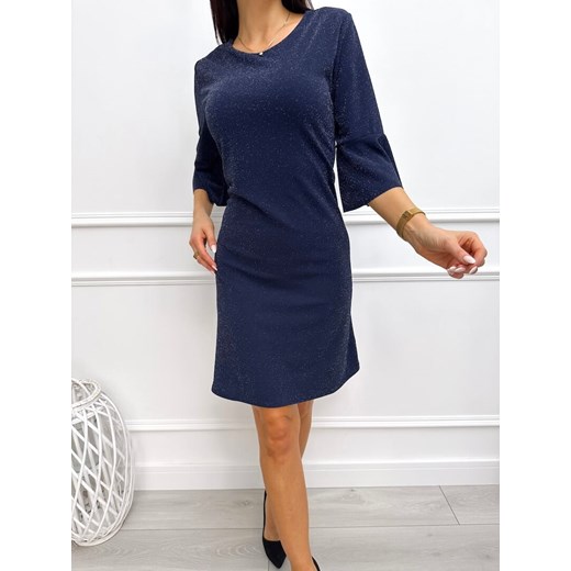 Granatowa Połyskująca Sukienka Modnakiecka.pl 42 ModnaKiecka.pl