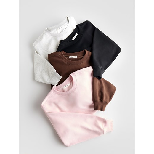 Reserved - Bawełniana bluza - ciemnobrązowy ze sklepu Reserved w kategorii Bluzy damskie - zdjęcie 186775368